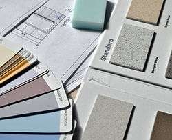 Home decor fabric and paint swatches