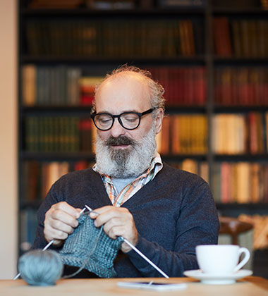 Man knitting