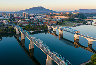 Dawn breaking over Lookout Mountain in Chatanooga Tennessee