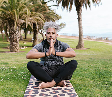man park in opracticing yoga