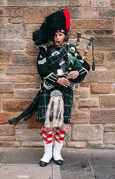 Man playing bagpipes
