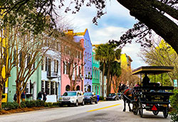 Colorful houses on Rainbow Row, Charleston