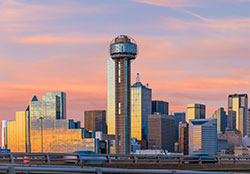 Dallas skyline at sunset