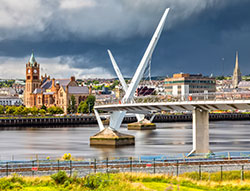 Derry skyline and Peace Bridge