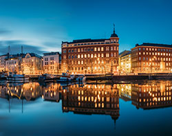 Helsinki waterfront at night