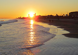 Galveston beach at sunset