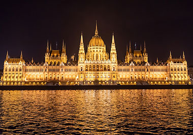 Parliment Building lit up at night