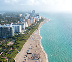 Aerial view of the Miami Beach coastline