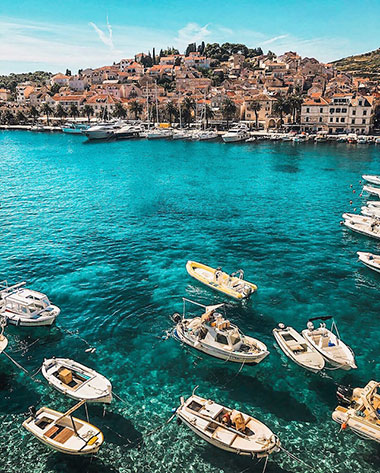 Split coastline and boats
