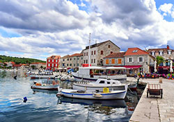 Split waterfront with boats
