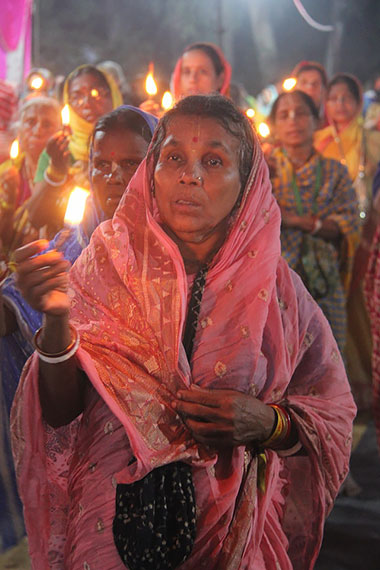 Indian candlelit ceremony at night